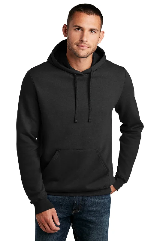 Men's eco-friendly gym t-shirt-District Mens The Concert Fleece Hooded Sweatshirt Hoodie w/ Pouch Pocket - Black