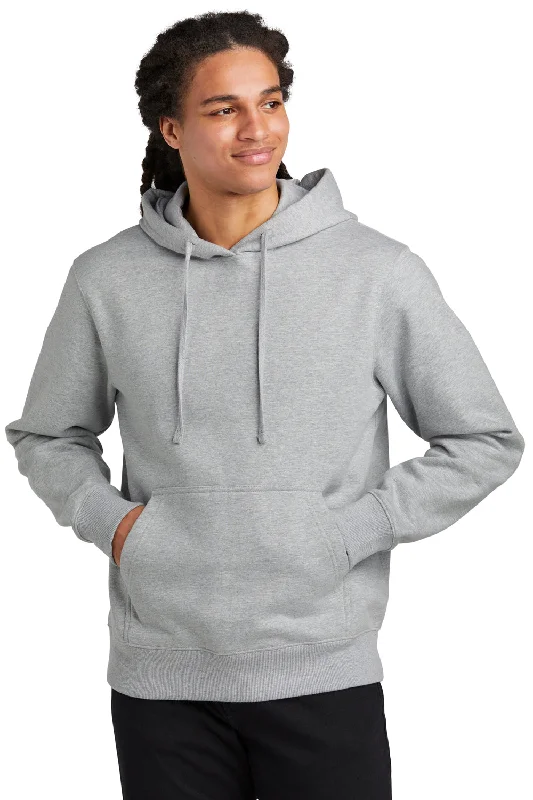 Men's fashion-forward activewear t-shirt-District Mens V.I.T. Heavyweight Fleece Hooded Sweatshirt Hoodie w/ Pouch Pocket - Heather Light Grey