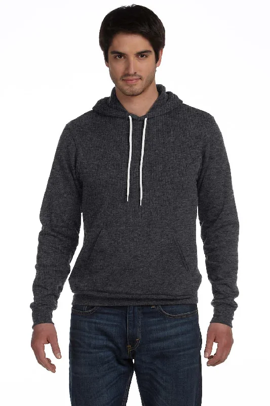 Men's sporty exercise t-shirt-Bella + Canvas Mens Sponge Fleece Hooded Sweatshirt Hoodie w/ Pouch Pocket - Heather Dark Grey