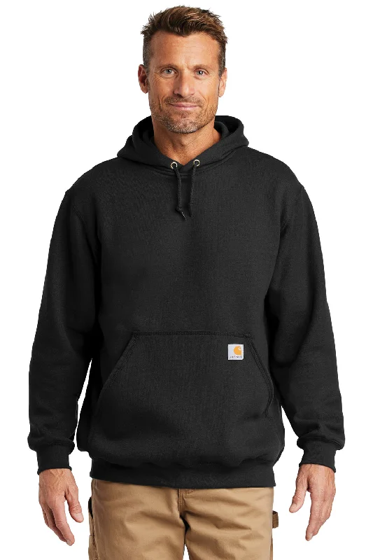 Men's tech fabric workout wear t-shirt-Carhartt Mens Hooded Sweatshirt Hoodie w/ Pouch Pocket - Black