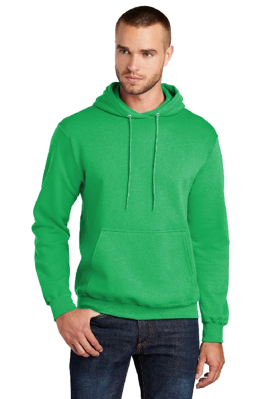 Men's relaxed fit performance t-shirt-Port & Company Mens Core Pill Resistant Fleece Hooded Sweatshirt Hoodie w/ Pouch Pocket - Clover Green