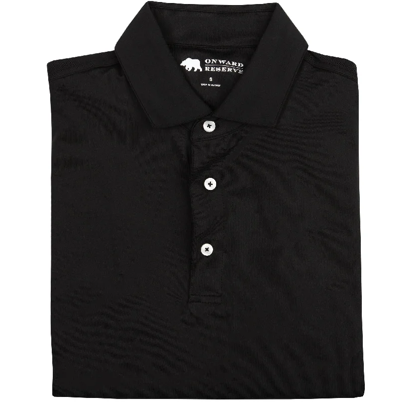 Men's fair trade shirt-Men's relaxed fit performance t-shirt-Solid Performance Polo - Black