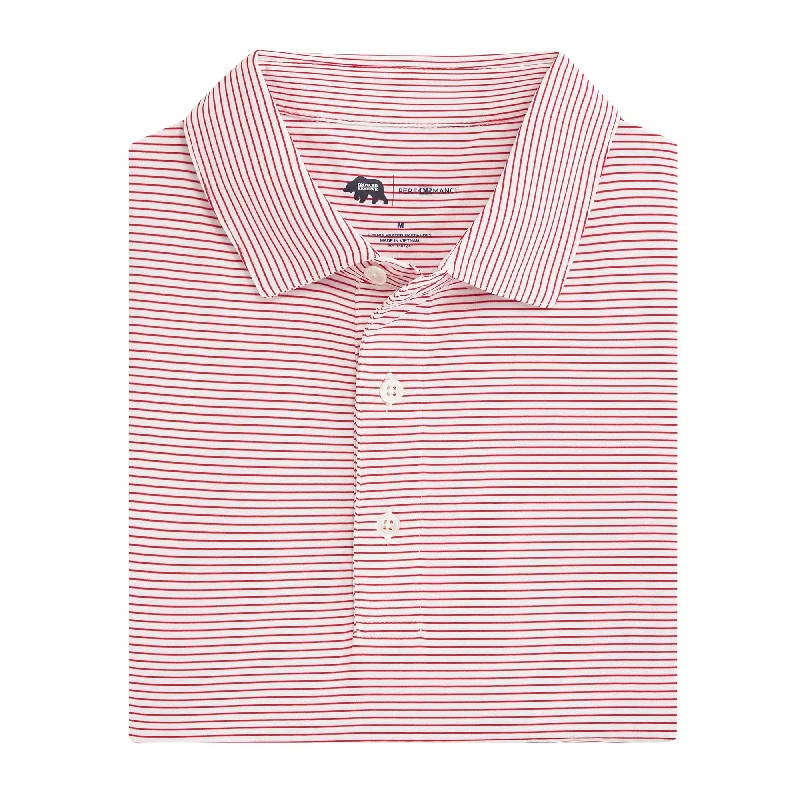 Men's luxury shirt-Men's high-performance workout t-shirt-Birdie Stripe Performance Polo - White/Red