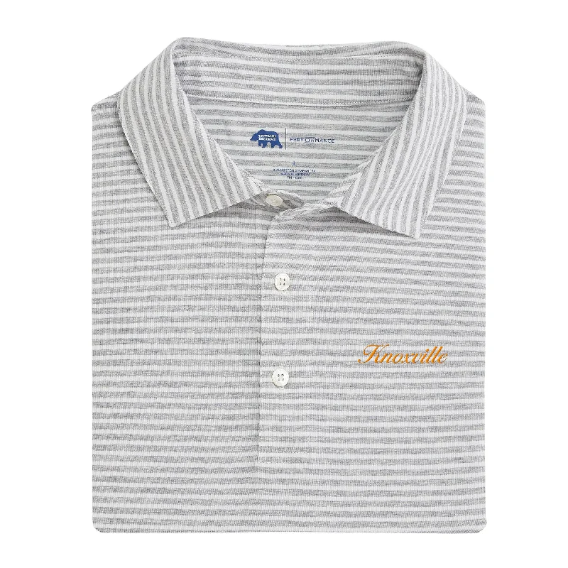 Men's athletic casual shirt-Men's versatile fitness t-shirt-Knoxville Town Script Row Stripe Icon Polo - Heather Grey