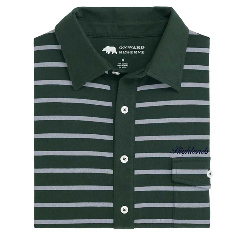 Men's plaid shirt-Men's fashion-forward activewear t-shirt-Highlands Town Script Racquet Club Polo - Pine Grove