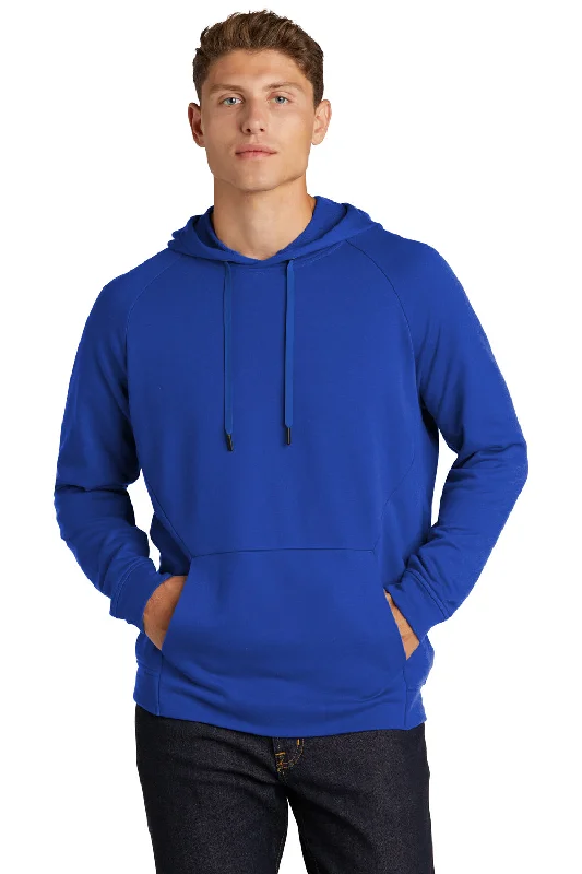 Men's fashion-forward activewear t-shirt-Sport-Tek Mens French Terry Hooded Sweatshirt Hoodie w/ Pouch Pocket - True Royal Blue