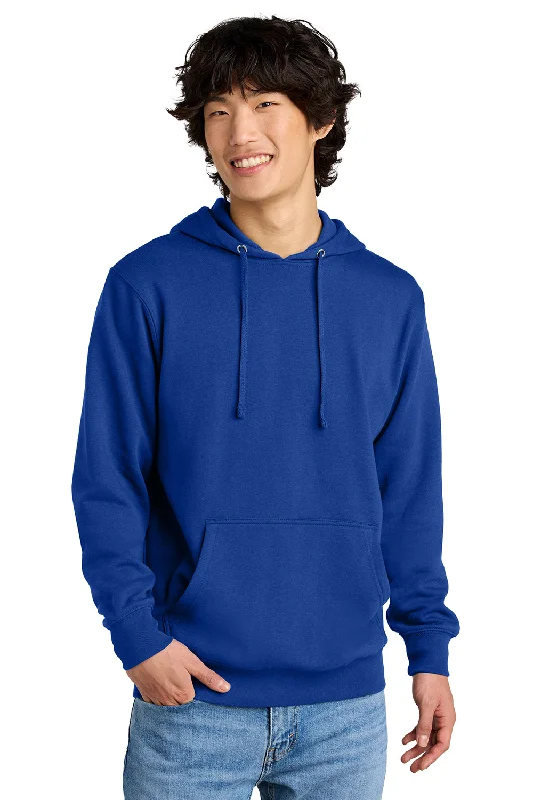 Men's performance sports t-shirt-District Mens Very Important Fleece Hooded Sweatshirt Hoodie w/ Pouch Pocket - Deep Royal Blue