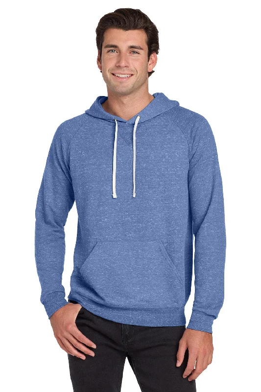 Men's sporty exercise t-shirt-Jerzees Mens Vintage Snow French Terry Hooded Sweatshirt Hoodie w/ Pouch Pocket - Heather Royal Blue