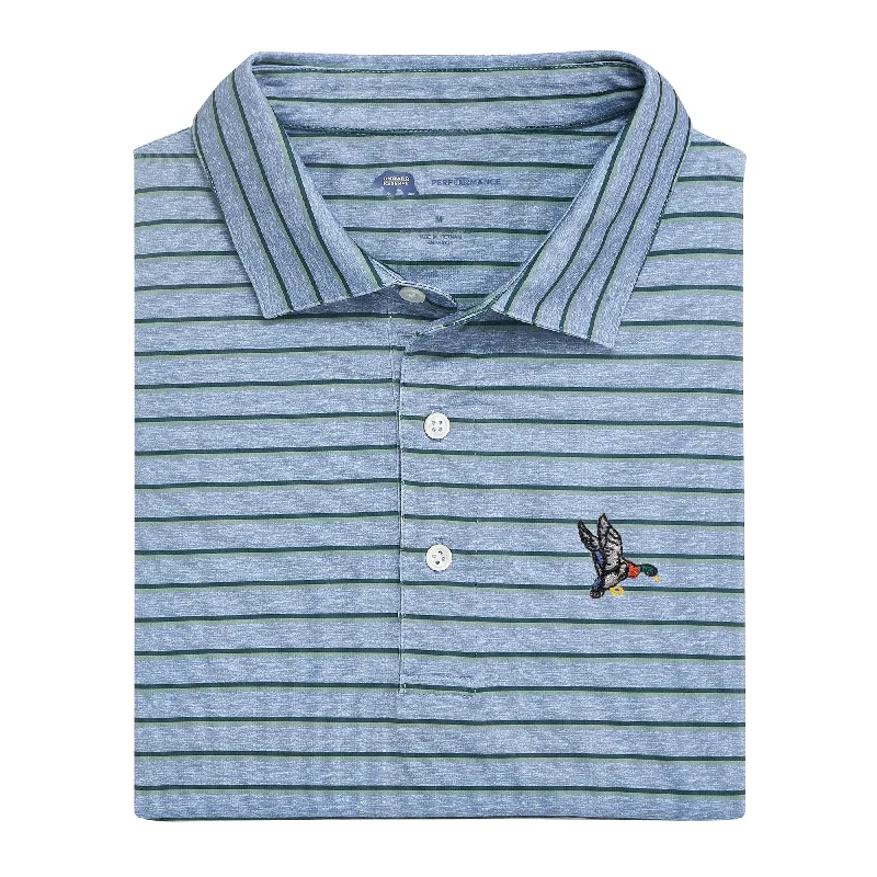 Men's music festival shirt-Men's workout-ready athletic t-shirt-Mallard Fairway Stripe Performance Polo - Country Blue