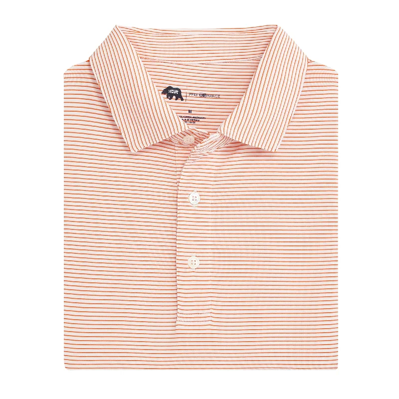 Men's high-end shirt-Men's gym performance t-shirt-Birdie Stripe Performance Polo - White/Orange