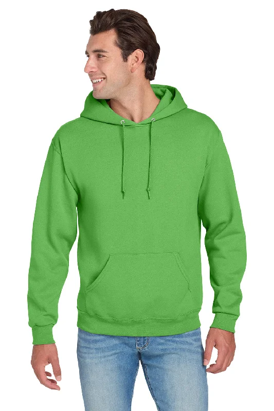 Men's summer fitness t-shirt-Jerzees Mens NuBlend Pill Resistant Fleece Hooded Sweatshirt Hoodie w/ Pouch Pocket - Kiwi Green