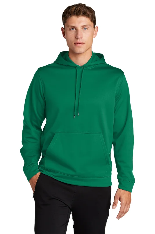 Men's eco-friendly gym t-shirt-Sport-Tek Mens Sport-Wick Moisture Wicking Fleece Hooded Sweatshirt Hoodie w/ Pouch Pocket - Kelly Green