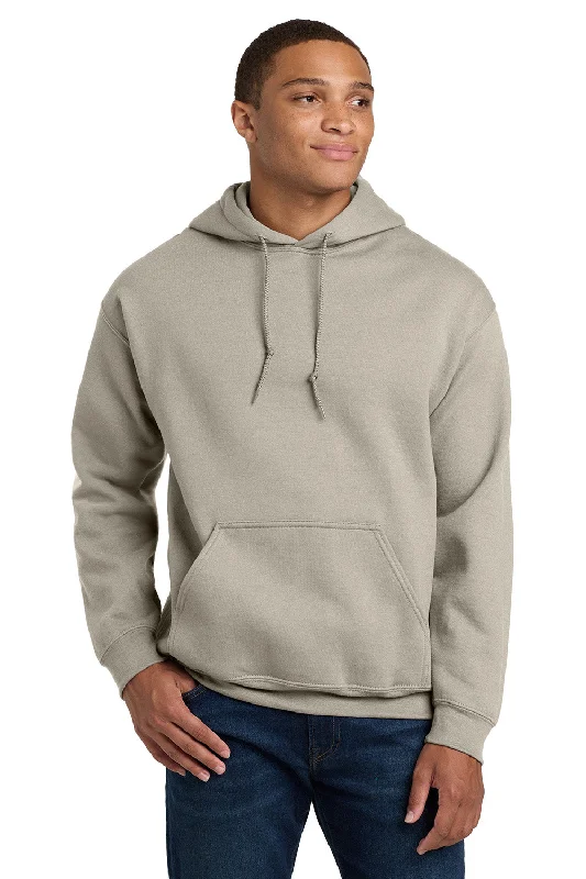 Men's fashion-forward activewear t-shirt-Gildan Mens Pill Resistant Hooded Sweatshirt Hoodie w/ Pouch Pocket - Sand