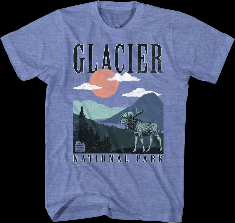 Men's modern fitness t-shirt-Retro Glacier National Park T-Shirt