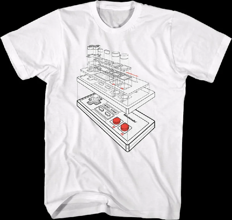 Men's tech fabric workout wear t-shirt-NES Controller Schematic Nintendo T-Shirt