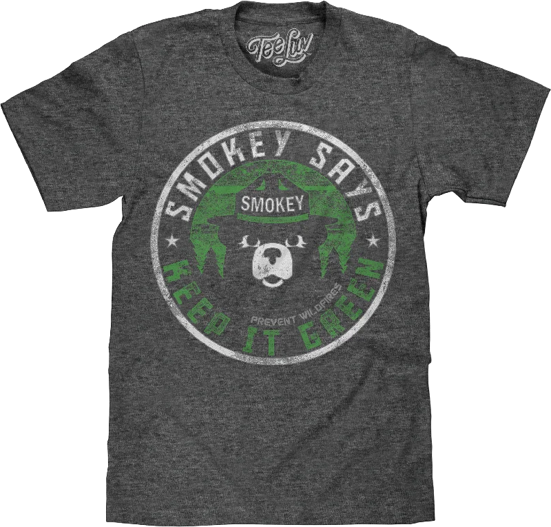 Men's modern fitness t-shirt-Vintage Keep It Green Smokey Bear T-Shirt