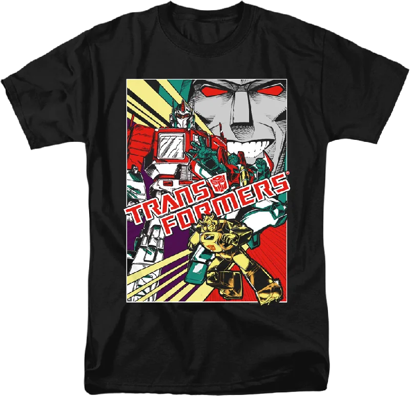 Men's eco-friendly gym t-shirt-Comic Poster Transformers T-Shirt