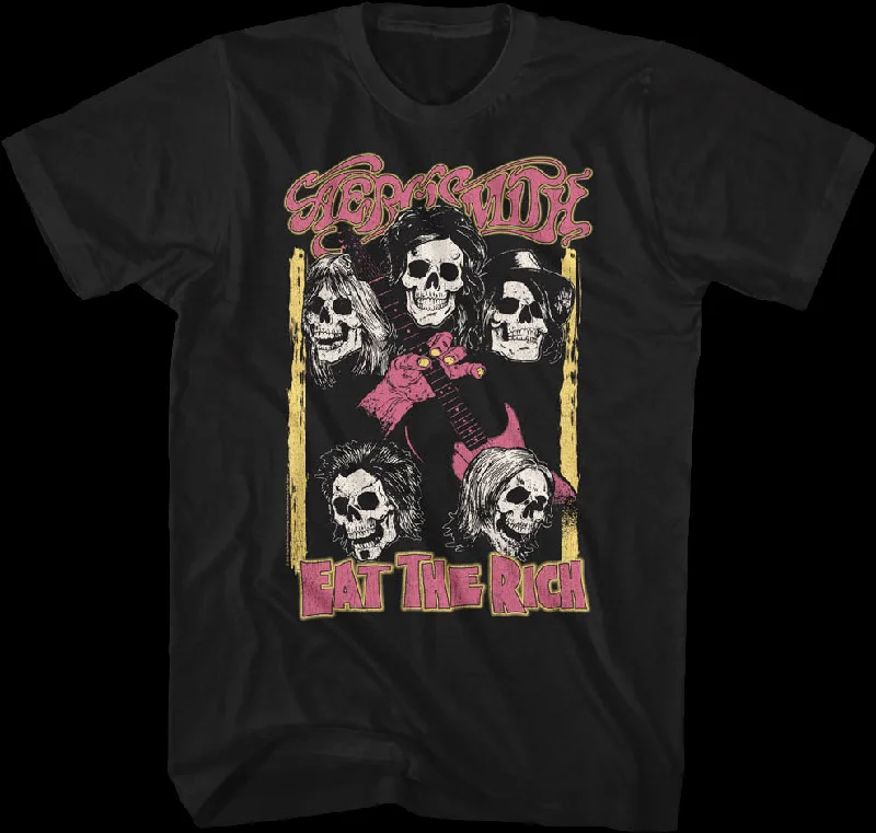 Men's lightweight athletic wear t-shirt-Eat The Rich Aerosmith Black T-Shirt