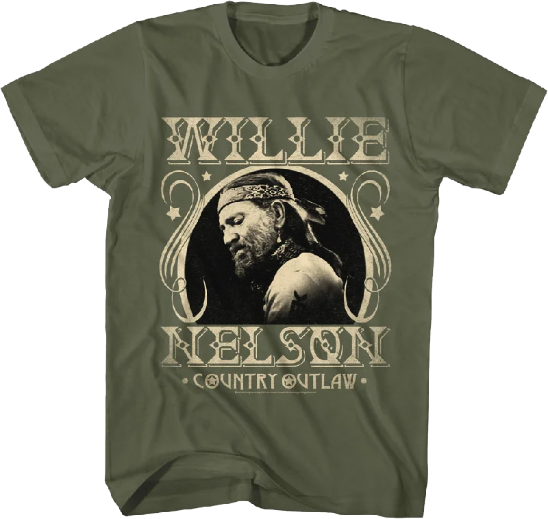 Men's sporty exercise t-shirt-Country Outlaw Vintage Photo Willie Nelson T-Shirt