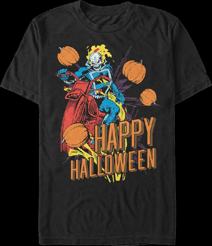 Men's gym performance t-shirt-Ghost Rider Happy Halloween Marvel Comics T-Shirt