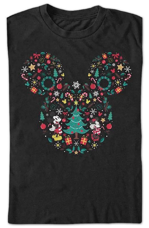 Men's eco-friendly gym t-shirt-Christmas Design Mickey Mouse T-Shirt