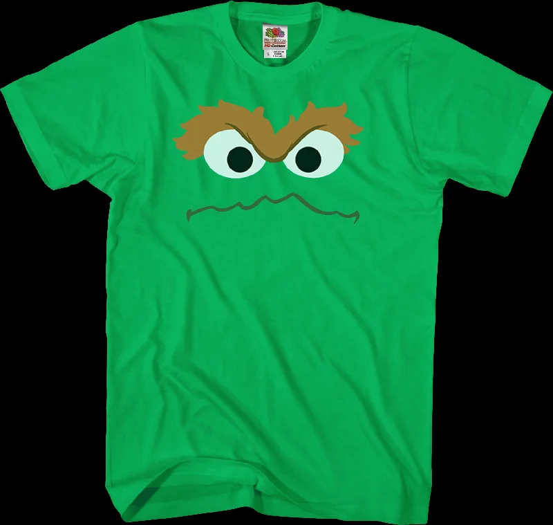 Men's active lifestyle t-shirt-Oscar The Grouch Face Sesame Street T-Shirt