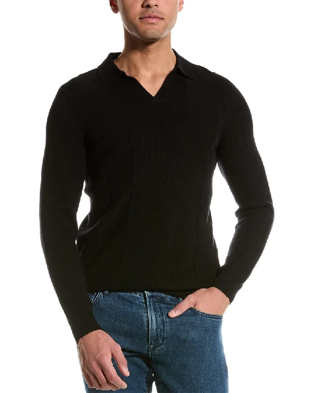 Men's work sweatshirt-Men's eco-friendly gym t-shirt-Reiss Malik Wool Collared Sweater