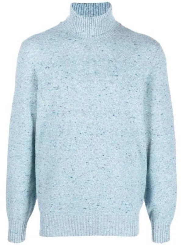 Men's utility sweatshirt-Men's fashion-forward activewear t-shirt-Brunello Cucinelli Mens Cashmere Turtleneck Sweater in Light Blue