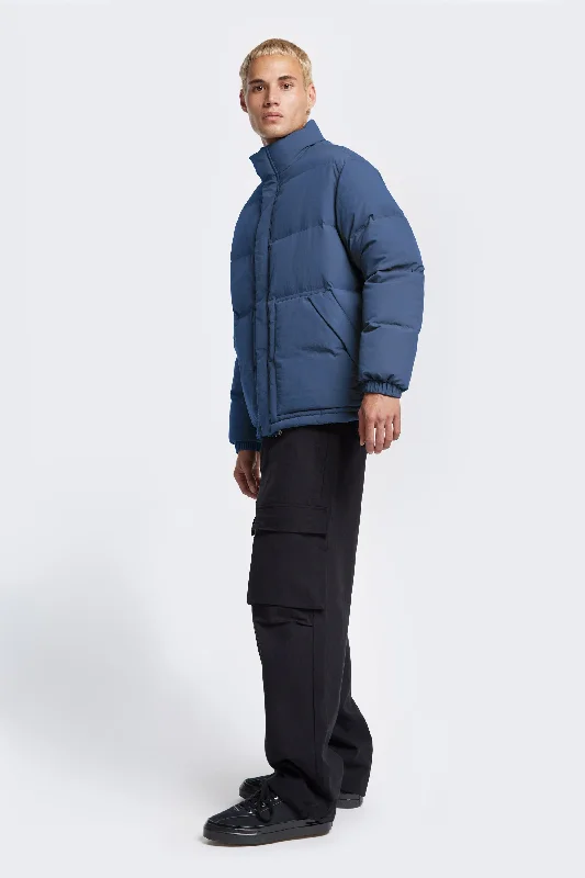 Men's down jacket-Men's quick-dry athletic t-shirt-Visit Down Jacket Blue