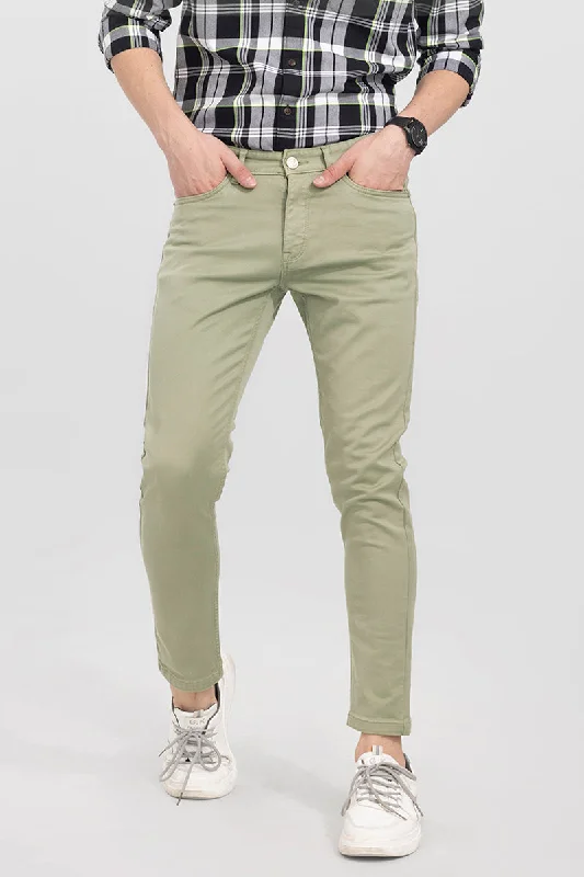 Men's stylish pants-Men's ultra-breathable gym t-shirt-Voguish Green Cotton Pant