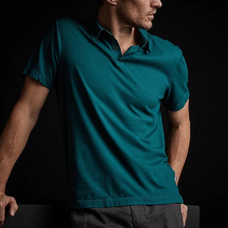 Men's ultra-comfortable casual polo shirt-Men's versatile fitness t-shirt-Sueded Jersey Polo - Jewel