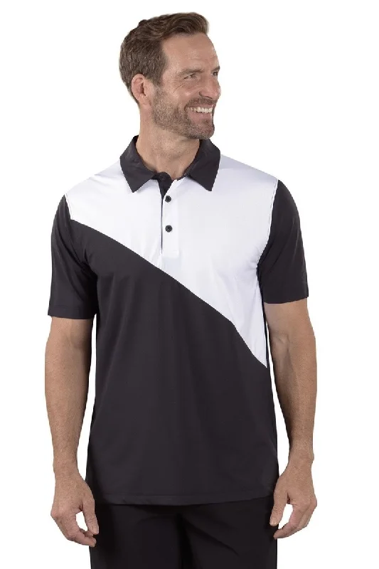 Men's lightweight office polo shirt-Men's quick-dry athletic t-shirt-Rick Black/White Polo - FINAL SALE