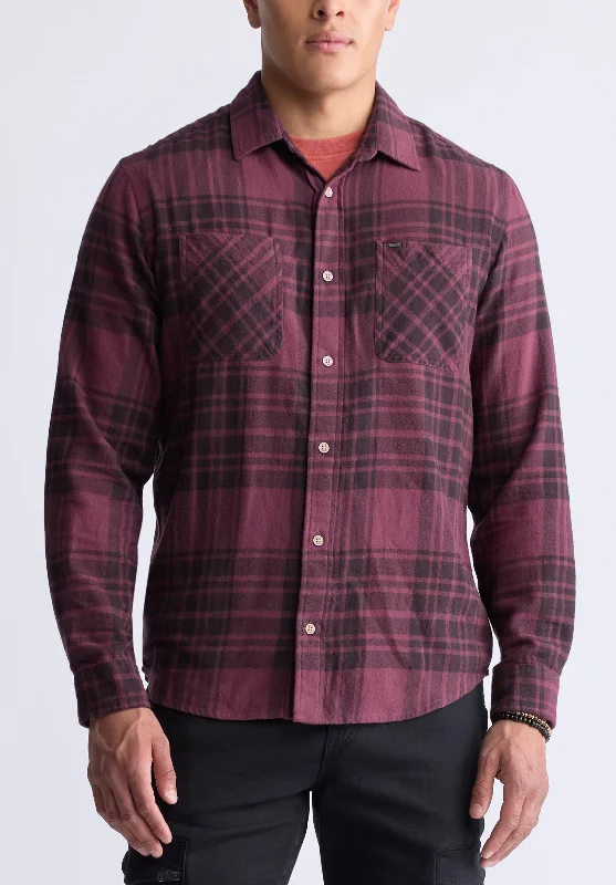 Men's athletic shirt-Men's quick-dry athletic t-shirt-Sinato Men's Classic Plaid Shirt, Fico Red - BM24449