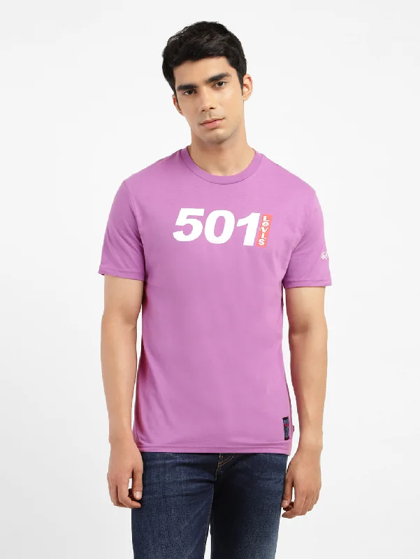 Men's performance sports t-shirt-Men's Printed Slim Fit T-shirt Purple