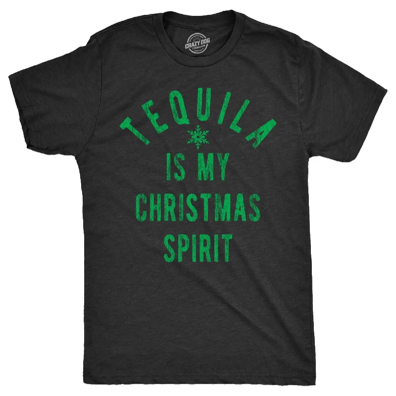 Men's workout-ready athletic t-shirt-Tequila Is My Christmas Spirit Men's T Shirt