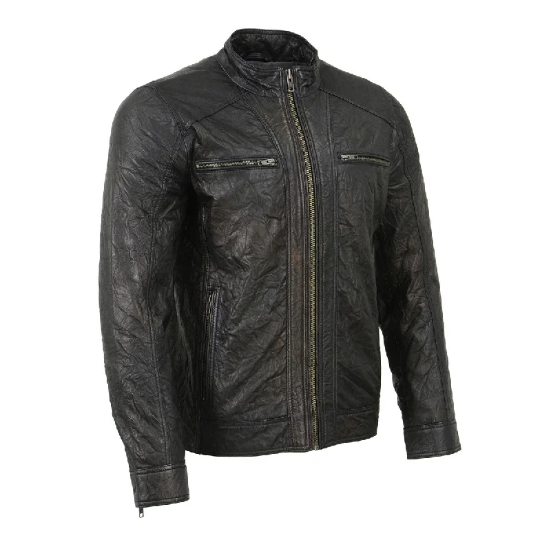 Men's notch collar jacket-Men's high-performance workout t-shirt-Milwaukee Leather SFM1861 Men's Two-Tone Leather Jacket with Front Zipper Closure