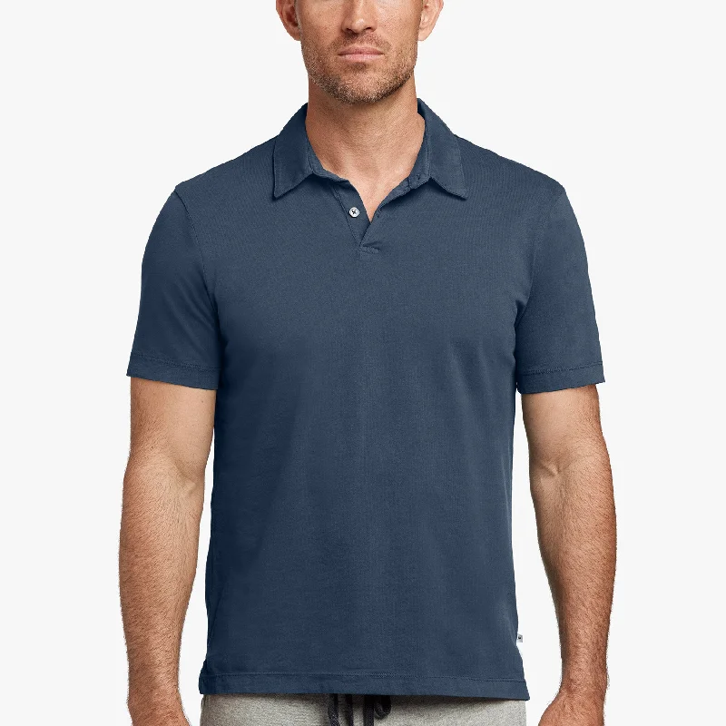 Men's tech-inspired office polo shirt-Men's ultra-breathable gym t-shirt-Sueded Jersey Polo - Washington Pigment