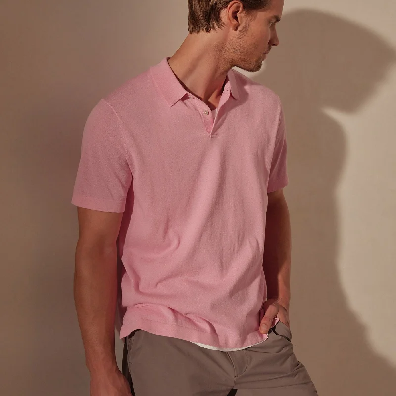 Men's eco-conscious gym polo shirt-Men's fashion-forward activewear t-shirt-San Jacinto Knit Polo - Peony