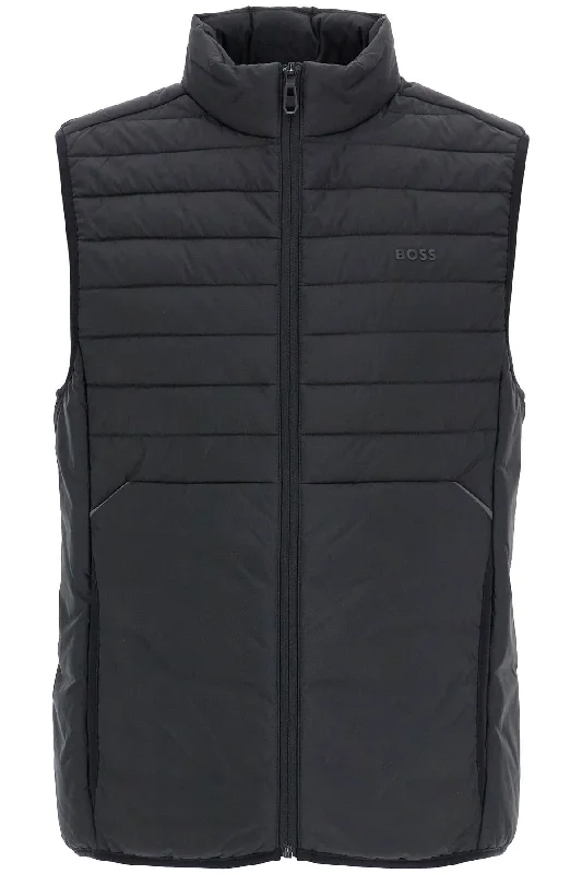 Men's tailored coat-Men's sustainable athletic t-shirt-Boss Men's  High Collar Quilted Gilet Regular Fit