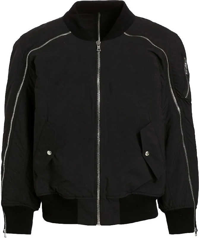 Men's travel jacket-Men's versatile fitness t-shirt-Issac Bomber Jacket In Black