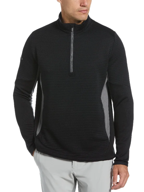 Men's recycled jacket-Men's summer fitness t-shirt-Mens Textured 1/4 Zip Golf Pullover