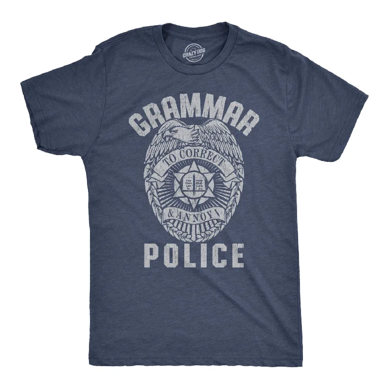 Men's workout-ready athletic t-shirt-Grammar Police Men's T Shirt