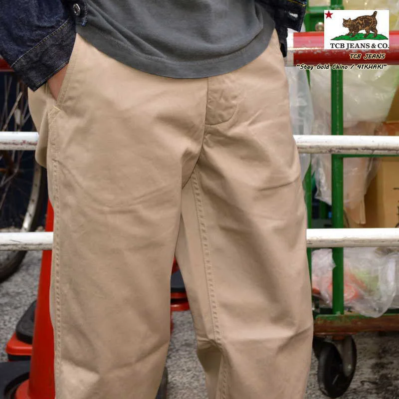 Men's cargo pants-Men's durable sports t-shirt-TCB jeans "Stay Gold Chino/41 Khaki" Chino pants