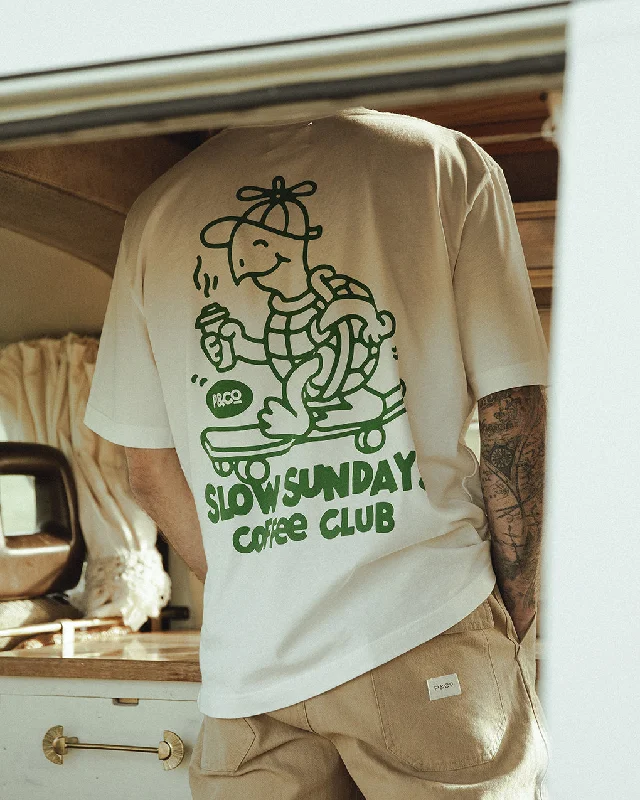 Men's workout-ready athletic t-shirt-Slow Sundays T-Shirt - Off White