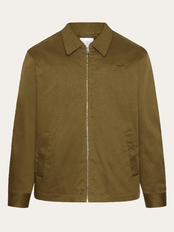 Men's stand collar jacket-Men's quick-dry athletic t-shirt-Canvas bomber jacket - GOTS - Dark Olive