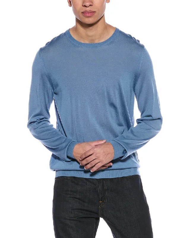 Men's no-iron sweatshirt-Men's high-performance workout t-shirt-BOSS Hugo Boss Leno Wool Crewneck Sweater