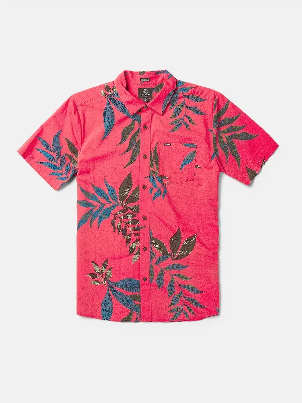 Men's oversized shirt-Men's active lifestyle t-shirt-Paradiso Floral Short Sleeve Shirt - Washed Ruby