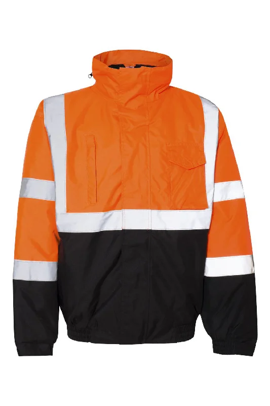 Men's eco-friendly jacket-Men's quick-dry athletic t-shirt-Kishigo Mens Waterproof Full Zip Hooded Bomber Jacket - Orange