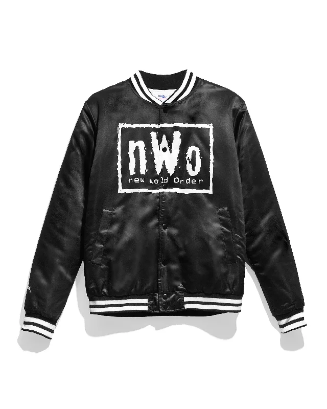 Men's denim jacket-Men's comfortable exercise t-shirt-NWO Black Satin Jacket