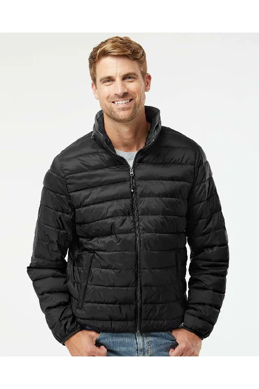 Men's notch collar jacket-Men's active lifestyle t-shirt-Weatherproof Mens PillowPac Wind & Water Resistant Full Zip Puffer Jacket - Black